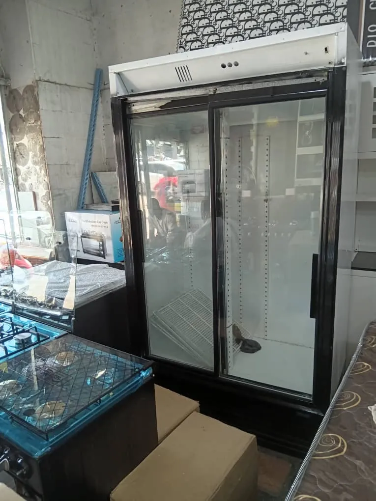 Double-door glass-front commercial cooler
